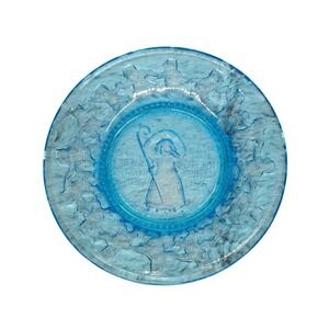 Vintage 1978 Avon Blue Glass Christmas Plate Little Shepherd Boy‎